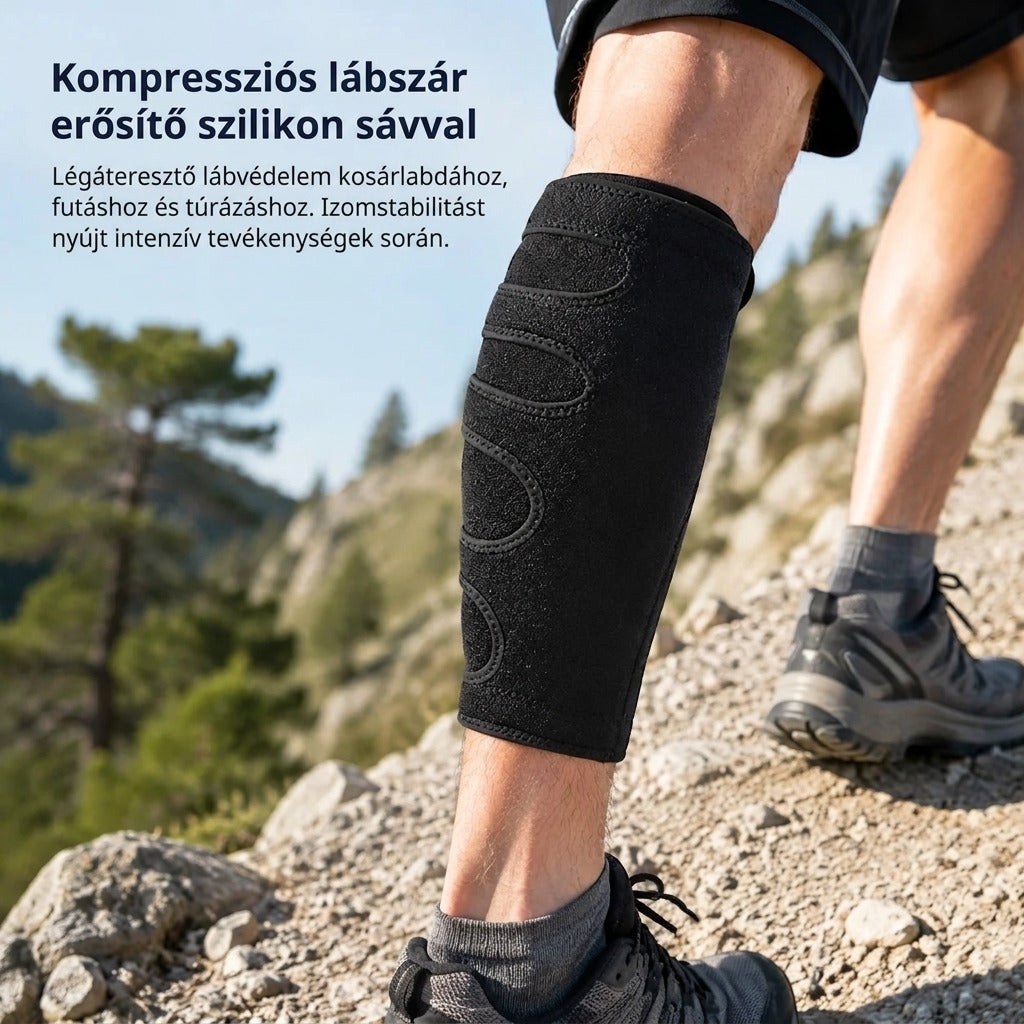 Kompressziós lábszár szilikon sávval sporthasználatra