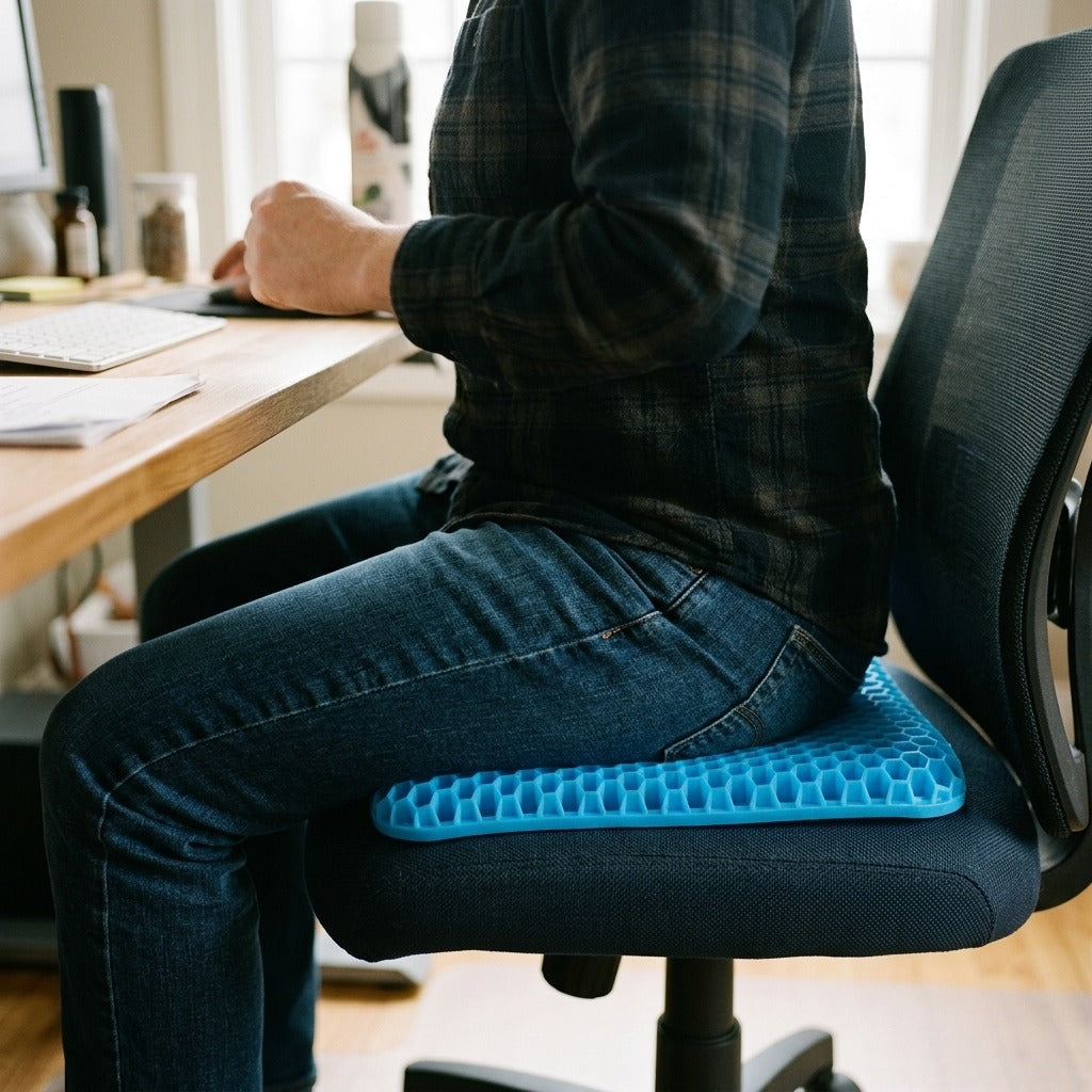 Breathable Honeycomb Gel Seat Cushion - in use