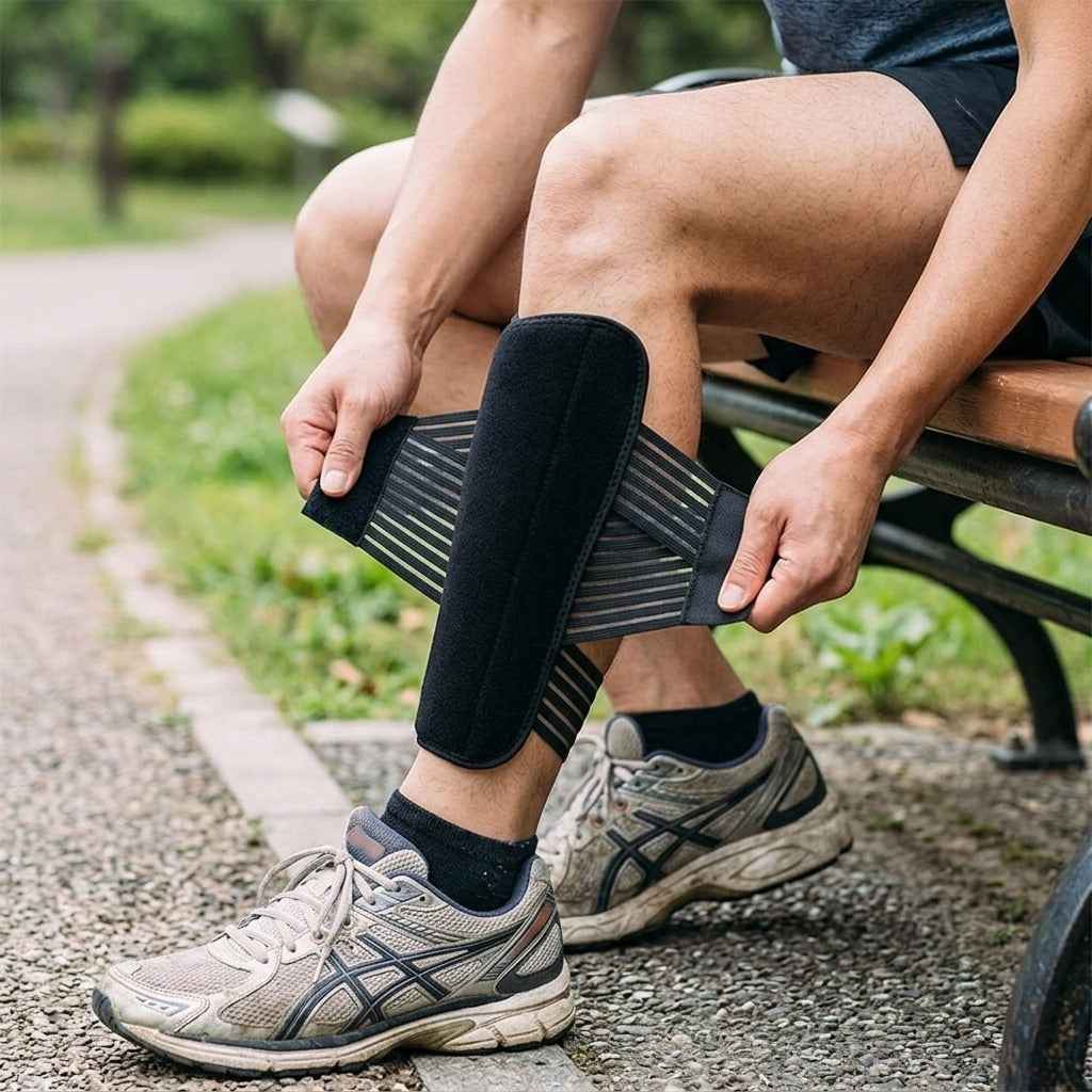 Calf Compression Sleeve with Adjustable Velcro Wrap - in use