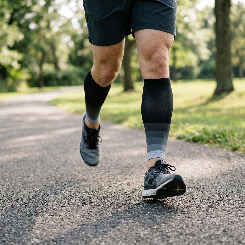 Calf Compression Sleeves - in use