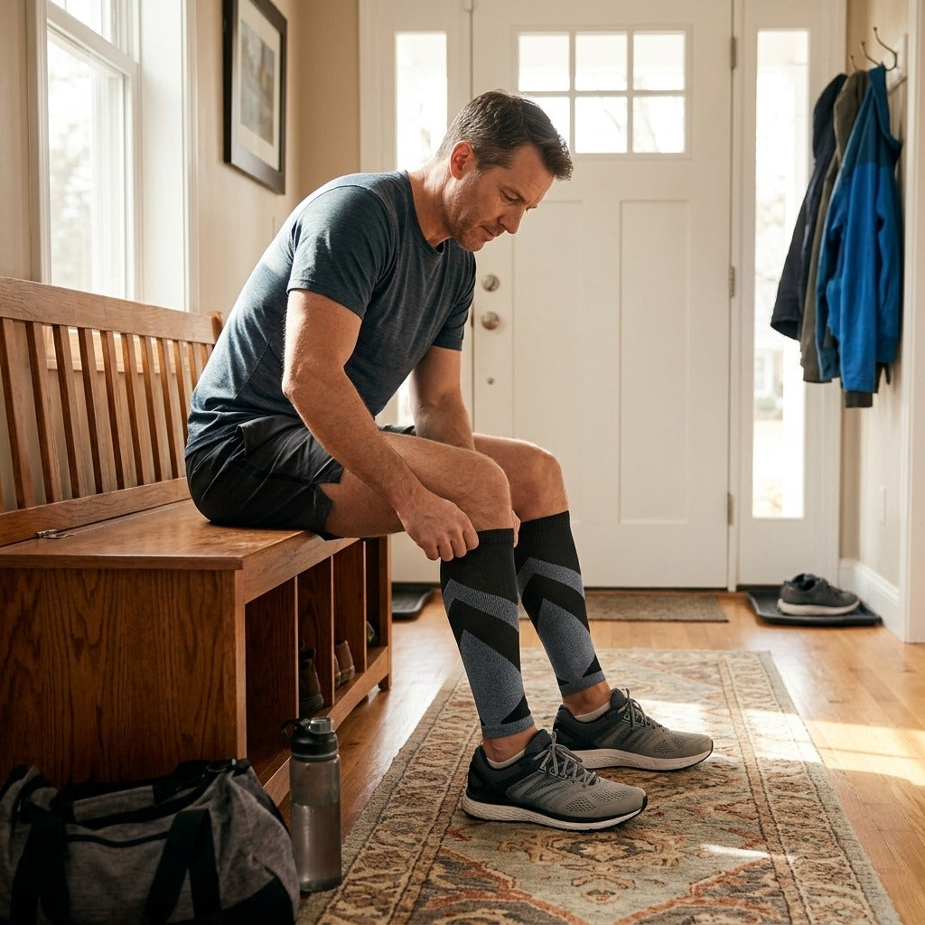Calf Compression Sleeves for Running and Standing - at home