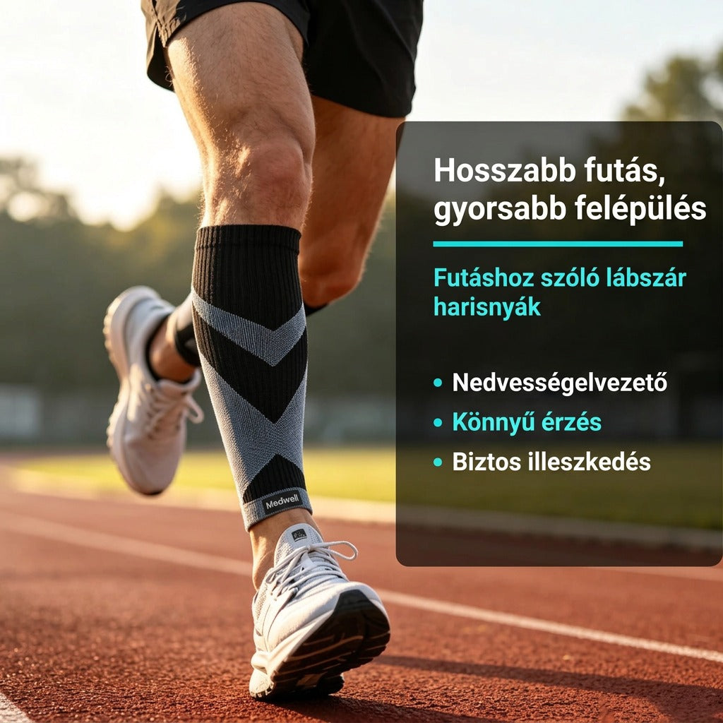 Futáshoz szóló kompressziós lábszár harisnya Medwell