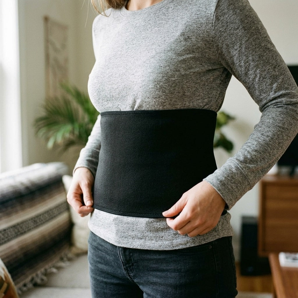 Cashmere Lumbar Support Belt, Thermal Winter Waist Warmer, Unisex - in use
