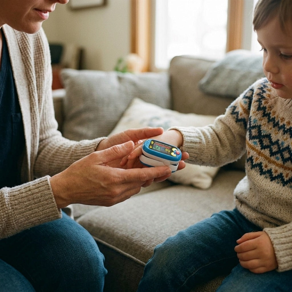 Child Fingertip Pulse Oximeter - in use