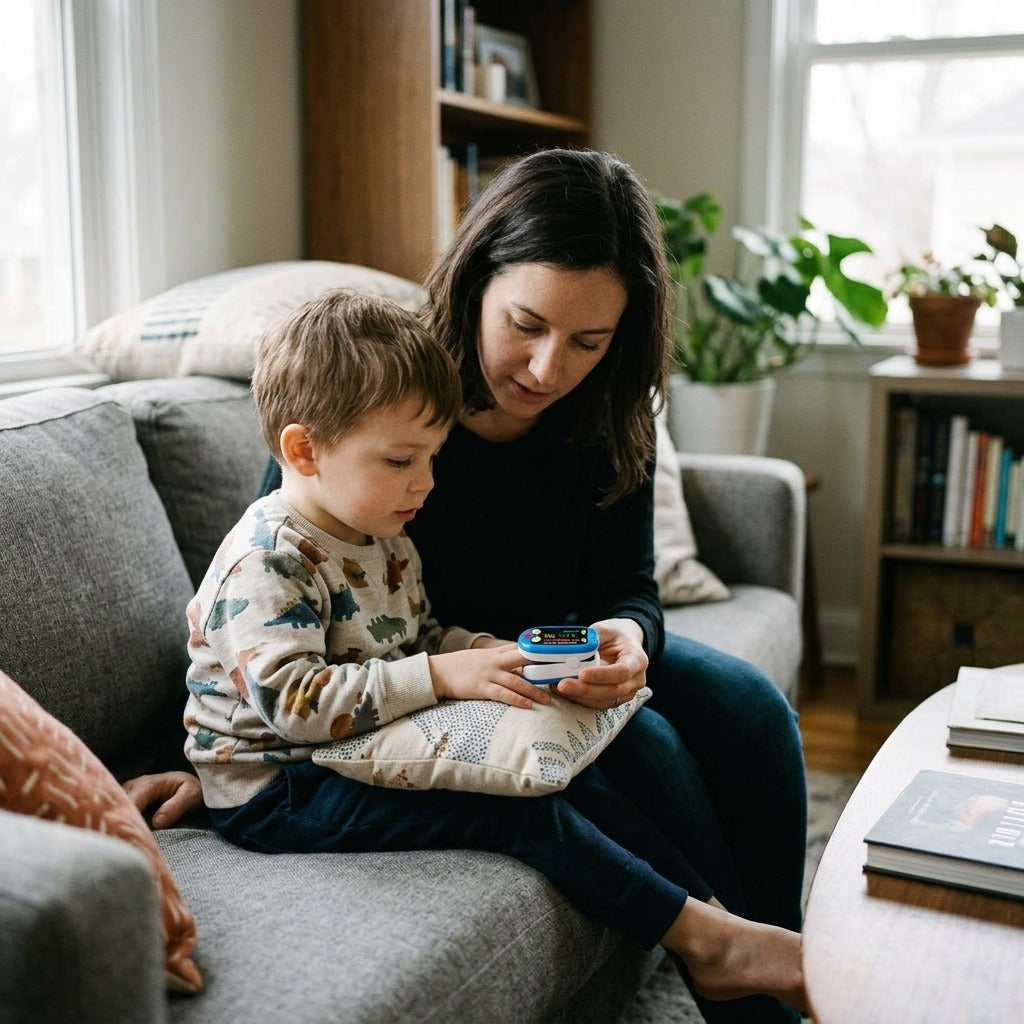 Child Fingertip Pulse Oximeter - at home
