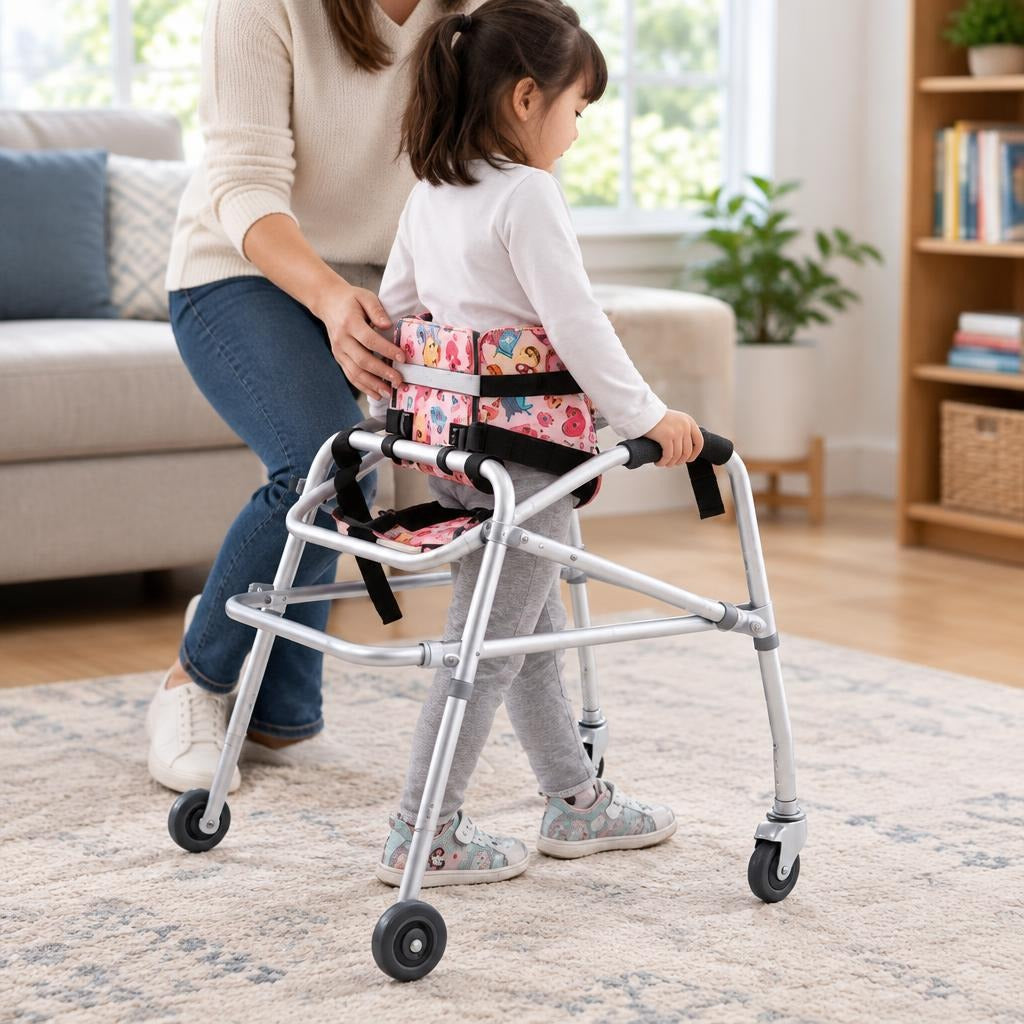 Children's Four-Wheeled Walker - in use