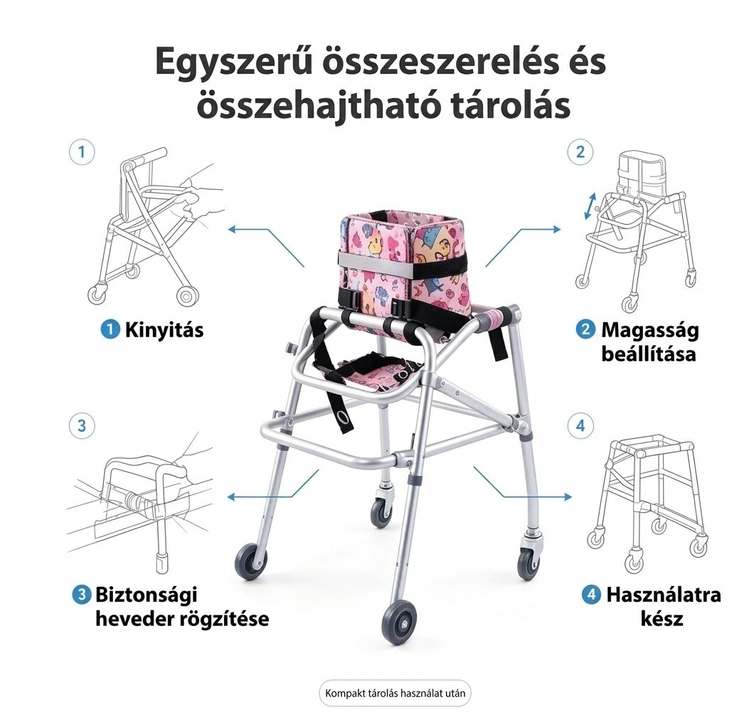 Négykerekű járókeret gyermekeknek