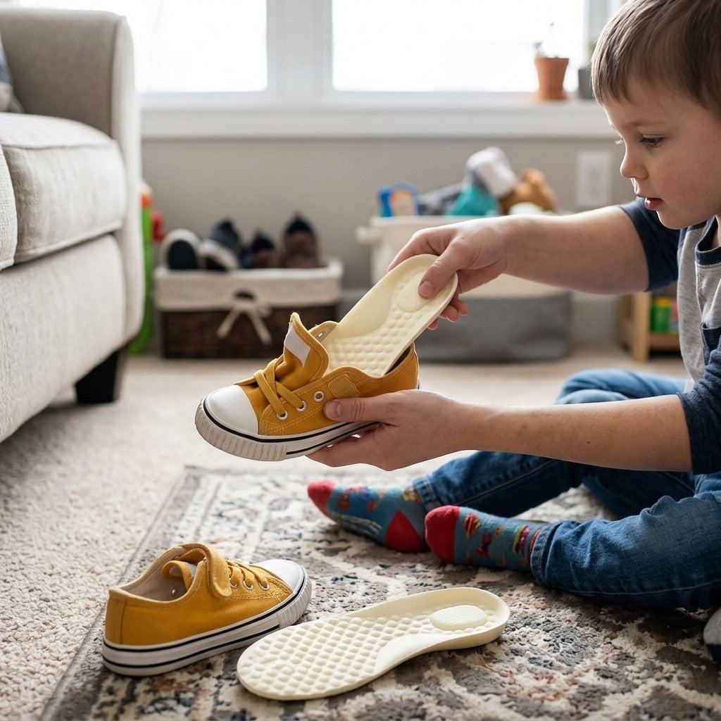 Children's Memory Foam Insoles with Arch Support - in use