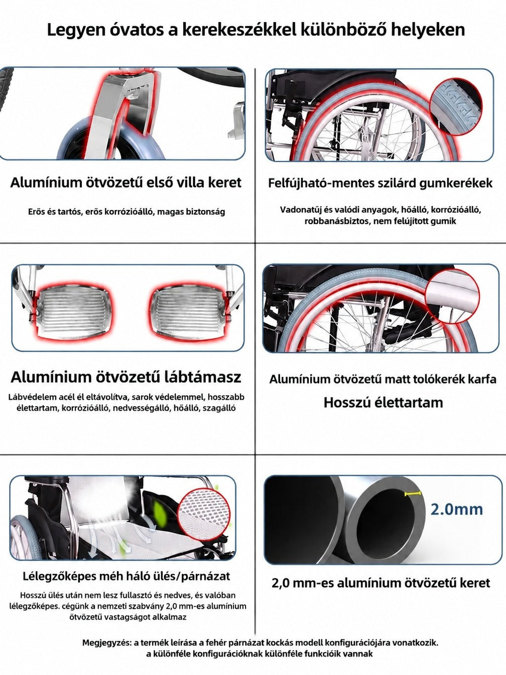 Kompakt, összecsukható kézi utazó kerekesszék