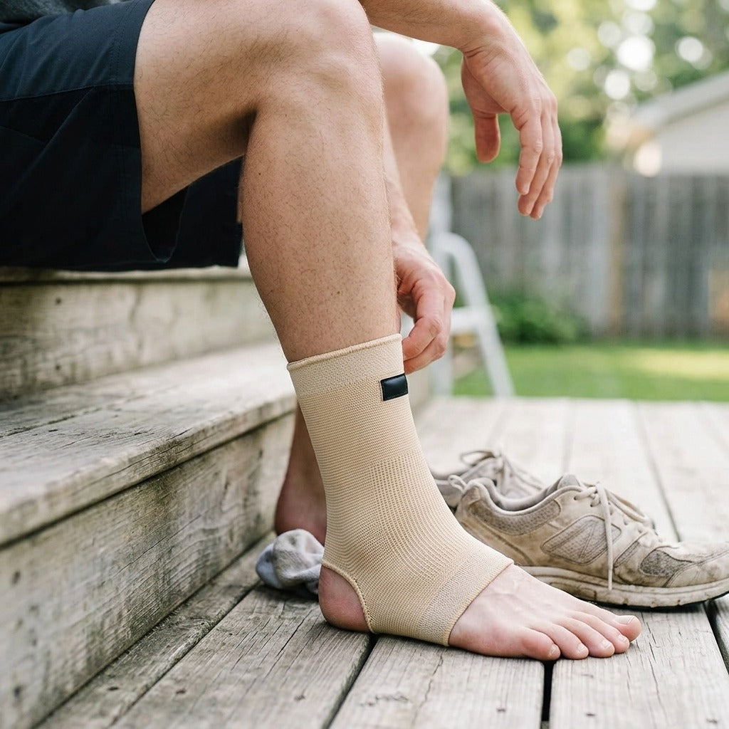 Compression Ankle Support Sleeve for Adults - in use