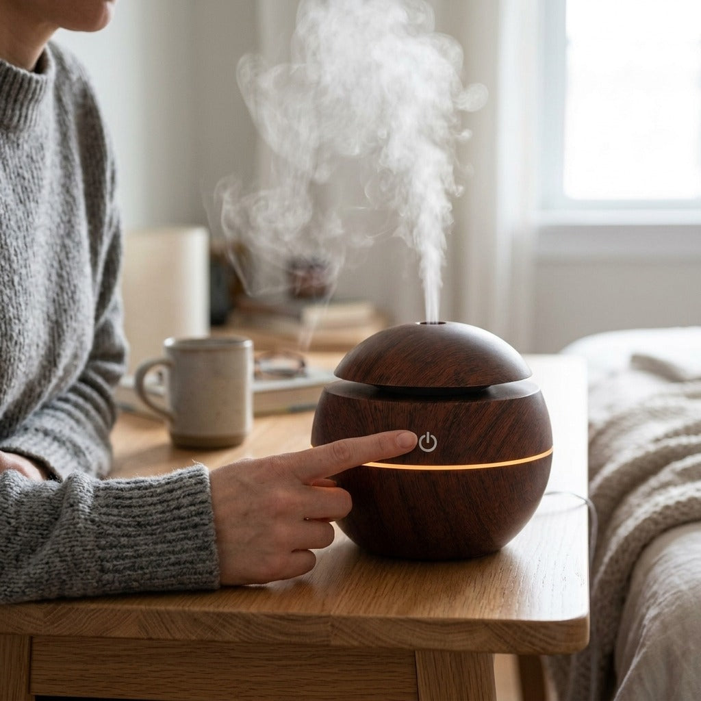 Cool Mist Humidifier with 7-Color LED Night Light - in use