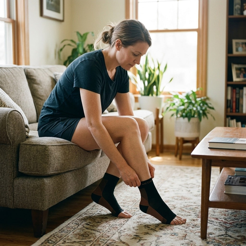 Copper Compression Ankle Support Sock, Unisex, 1 Pair - at home
