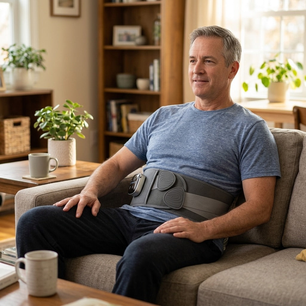 Cordless EMS Waist Belt with Heat and Vibration - in everyday life