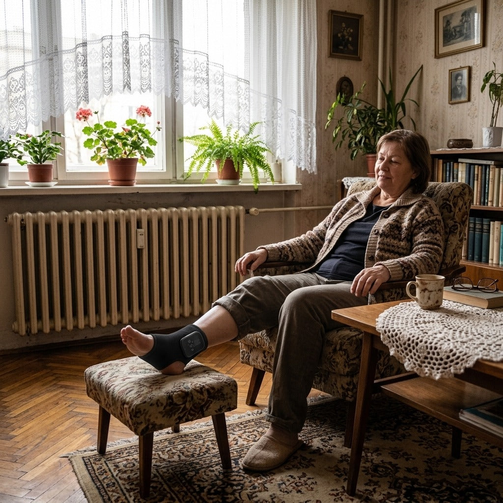 Vezeték nélküli fűthető bokarögzítő 3 fokozattal - a mindennapokban