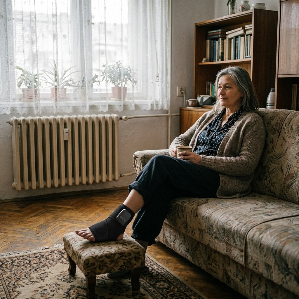 Vezeték nélküli, melegítő bokarögzítő 3 fokozattal - a mindennapokban
