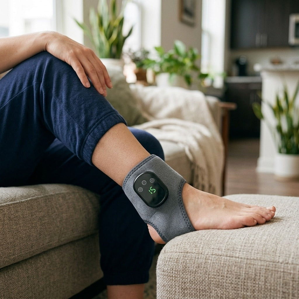 Cordless Heated Ankle Massager with Vibration - in use