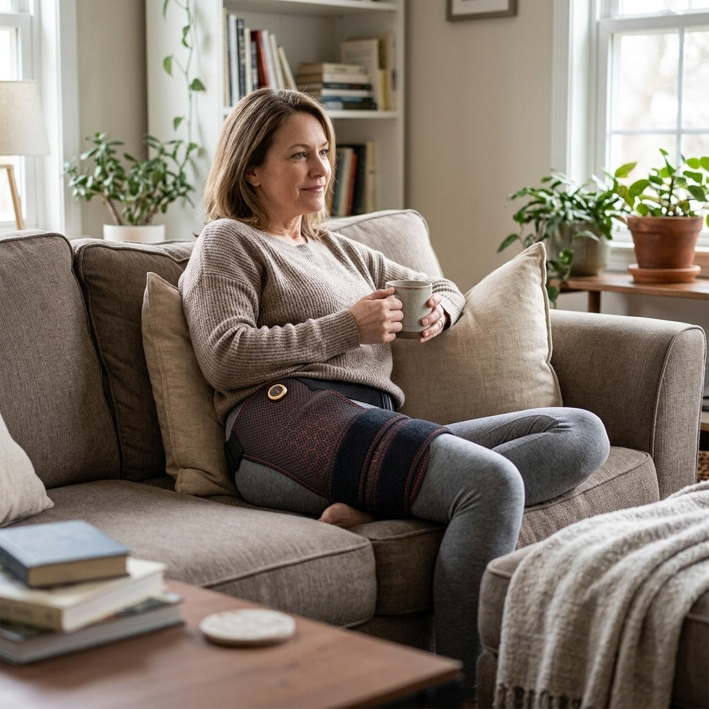Cordless Heated Hip Support Brace with Massage - in everyday life
