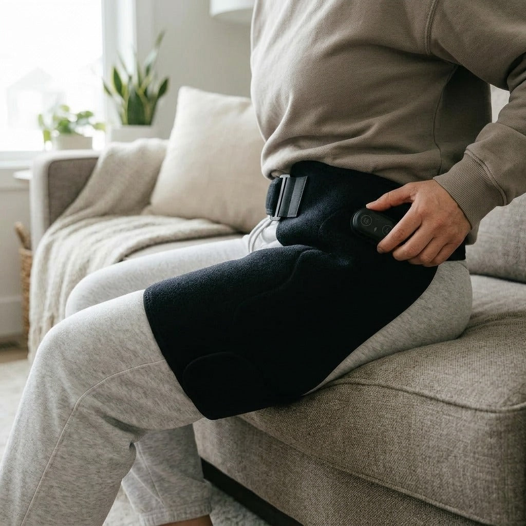 Cordless Heated Hip Support Wrap with Vibration - in use