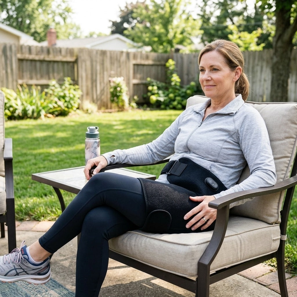 Cordless Heated Hip Support Wrap with Vibration - in everyday life