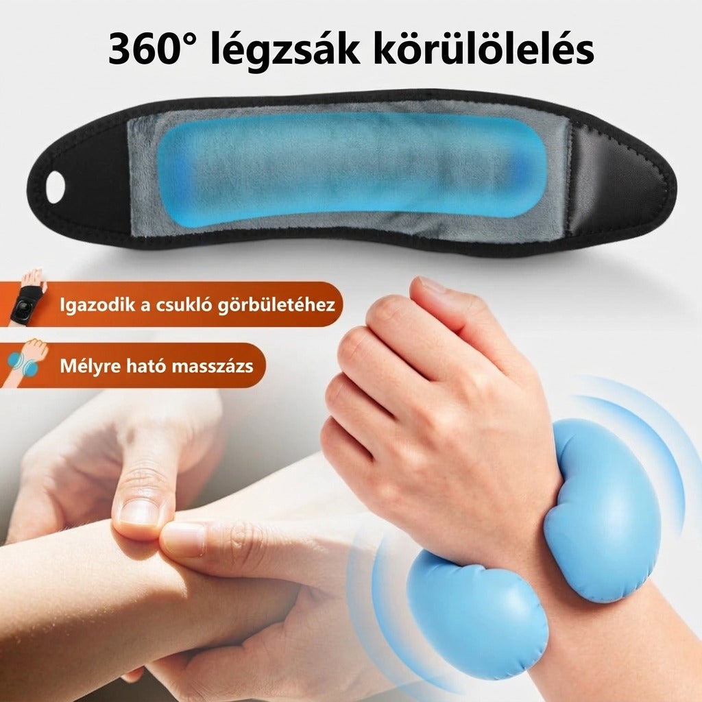 Vezeték nélküli csuklómasszírozó melegítéssel, 4 légpárnás móddal és 3 melegítési fokozattal