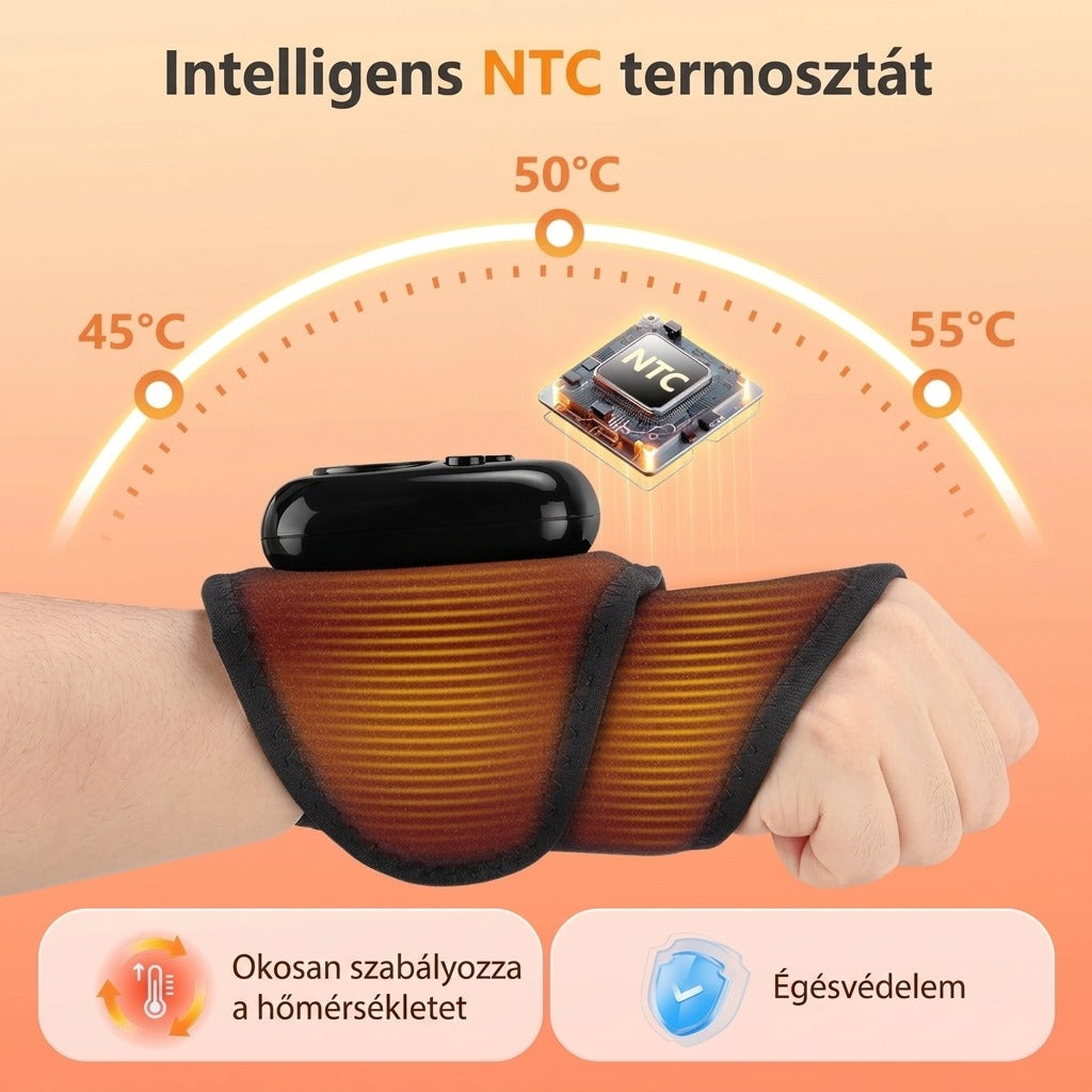 Vezeték nélküli csuklómasszírozó melegítéssel, 4 légpárnás móddal és 3 melegítési fokozattal