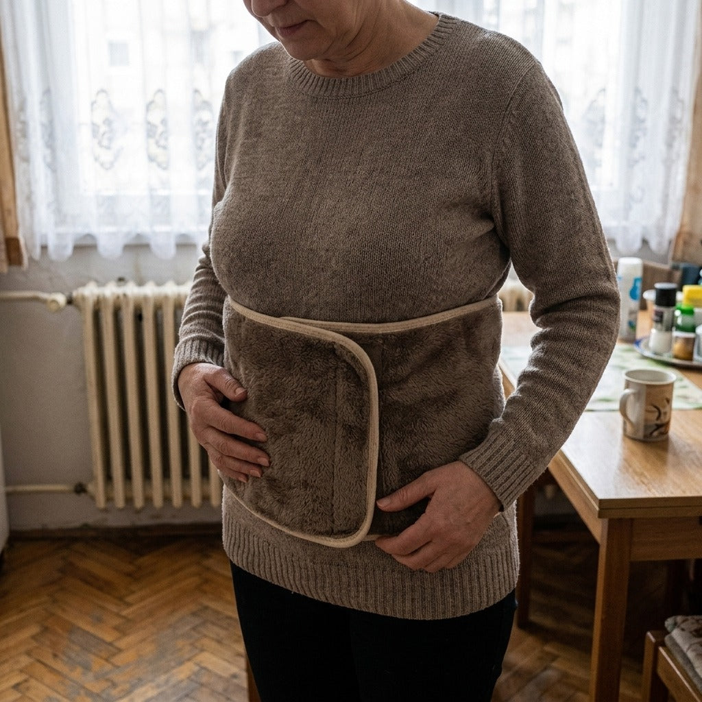 Pamut deréktámasztó öv felnőtteknek - használat közben