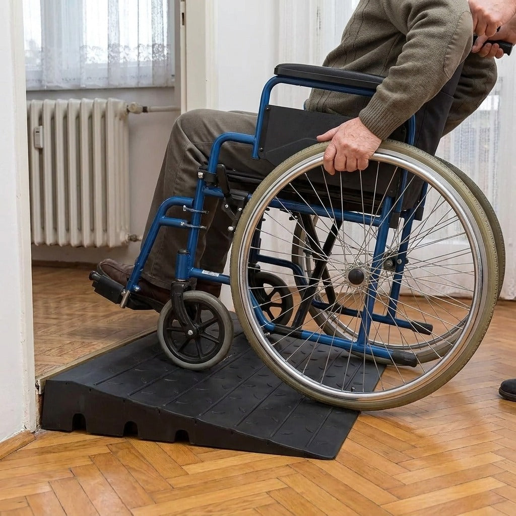 Szegélyrámpa kerekesszékhez és robogóhoz - használat közben