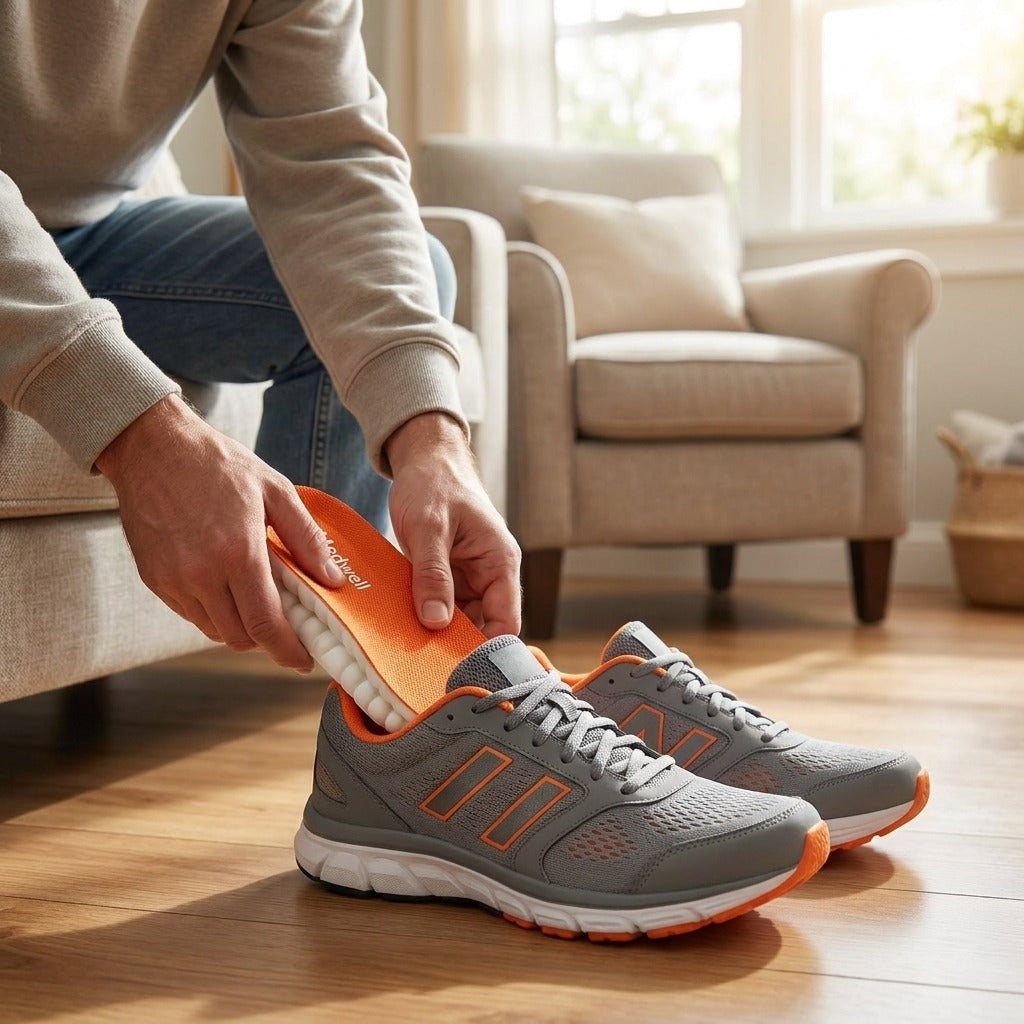 Cushioned Sports Insoles with Arch Support - in use