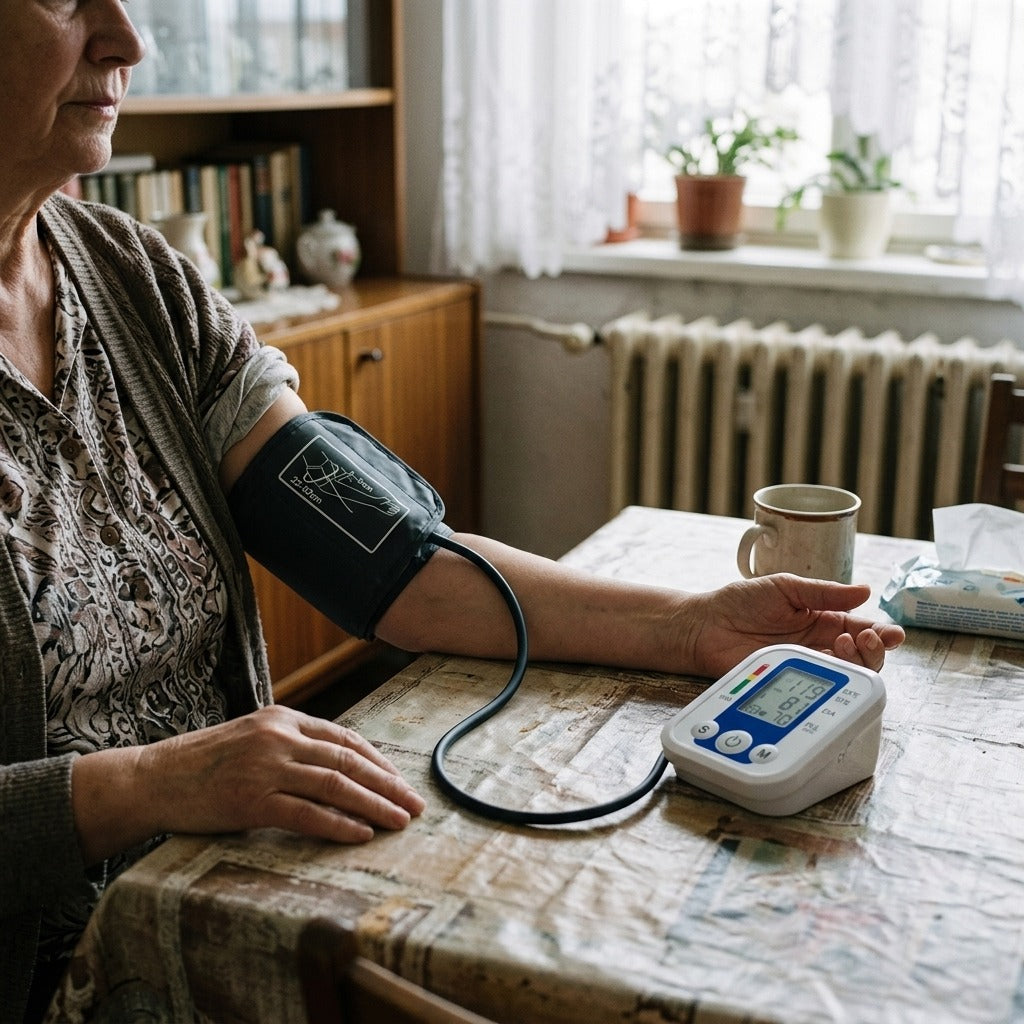 Digitális felkaros vérnyomásmérő készlet - használat közben