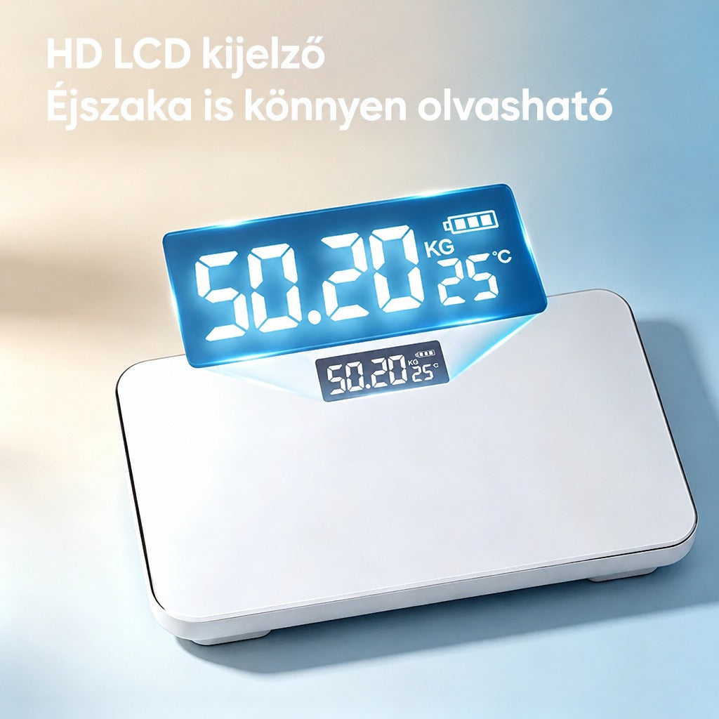 Digitális mérleg LCD-kijelzővel és csúszásgátló talppal