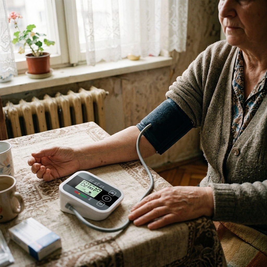 Digitális felkaros vérnyomásmérő - használat közben