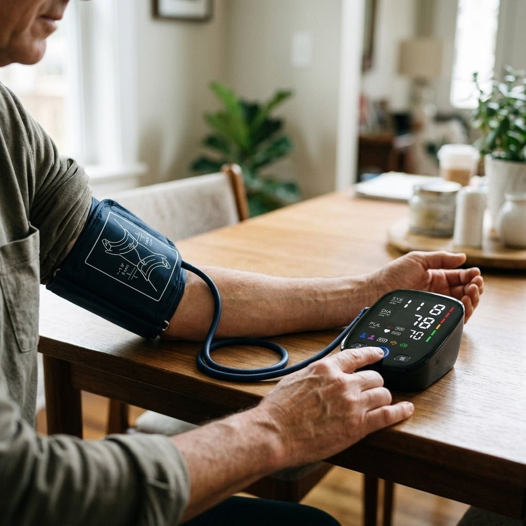 Digital Upper-Arm Blood Pressure Monitor - in use