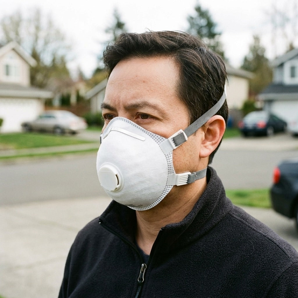Disposable FFP3 Cup-Type Face Mask - in use