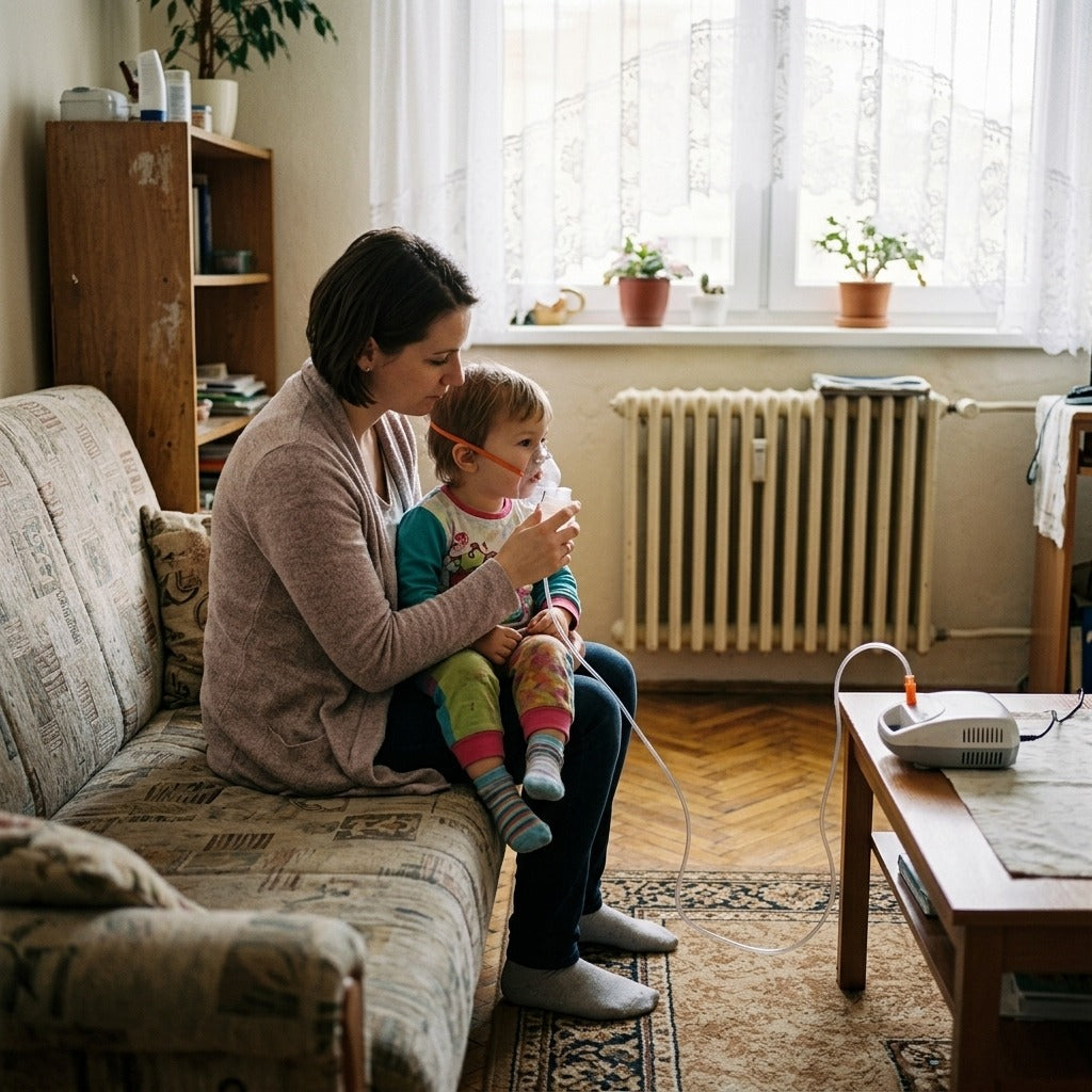 Eldobható inhalátormaszk szett tartállyal és csővel - otthon