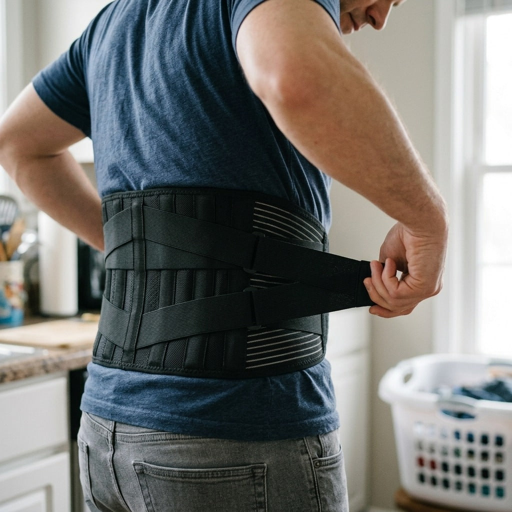 Double-Pull Lumbar Support Belt - in use