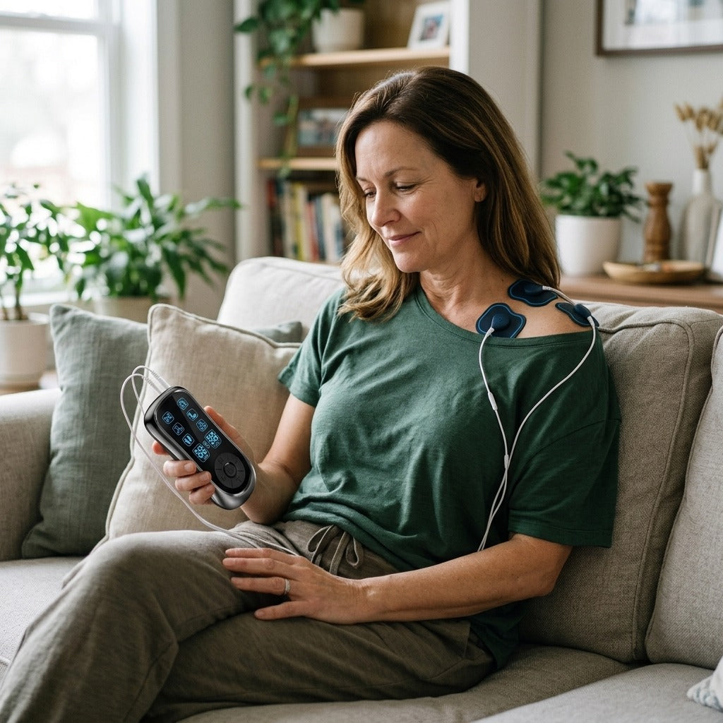 Dual-Channel TENS EMS Muscle Stimulator - in everyday life