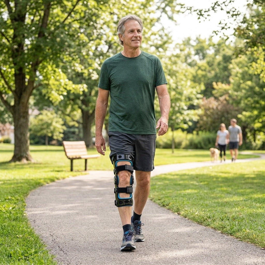 Dual-Hinge Knee Brace for Ligament Support - in everyday life