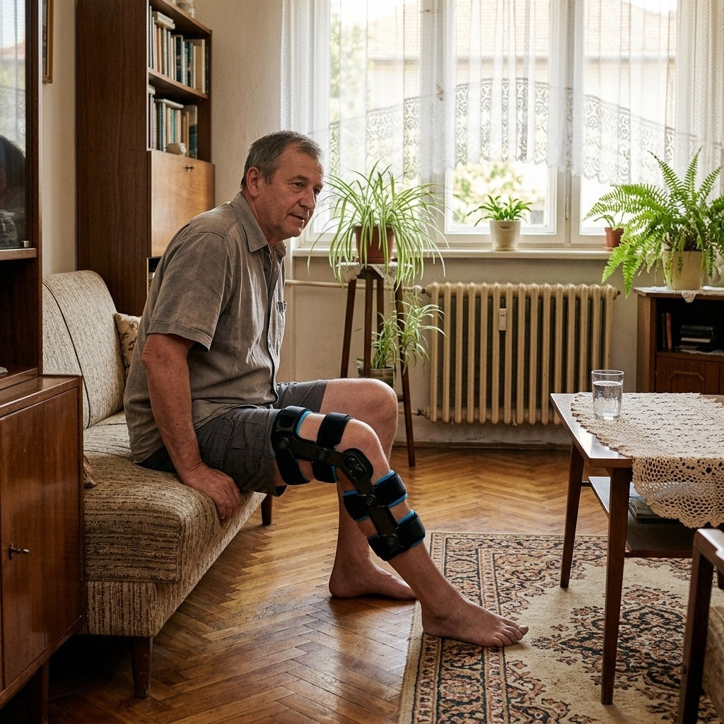 Kétoldali csuklós térdrögzítő szalagtámaszhoz - otthon