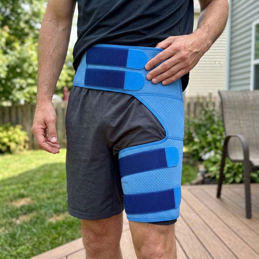 Elastic Hip and Thigh Support Brace - in use