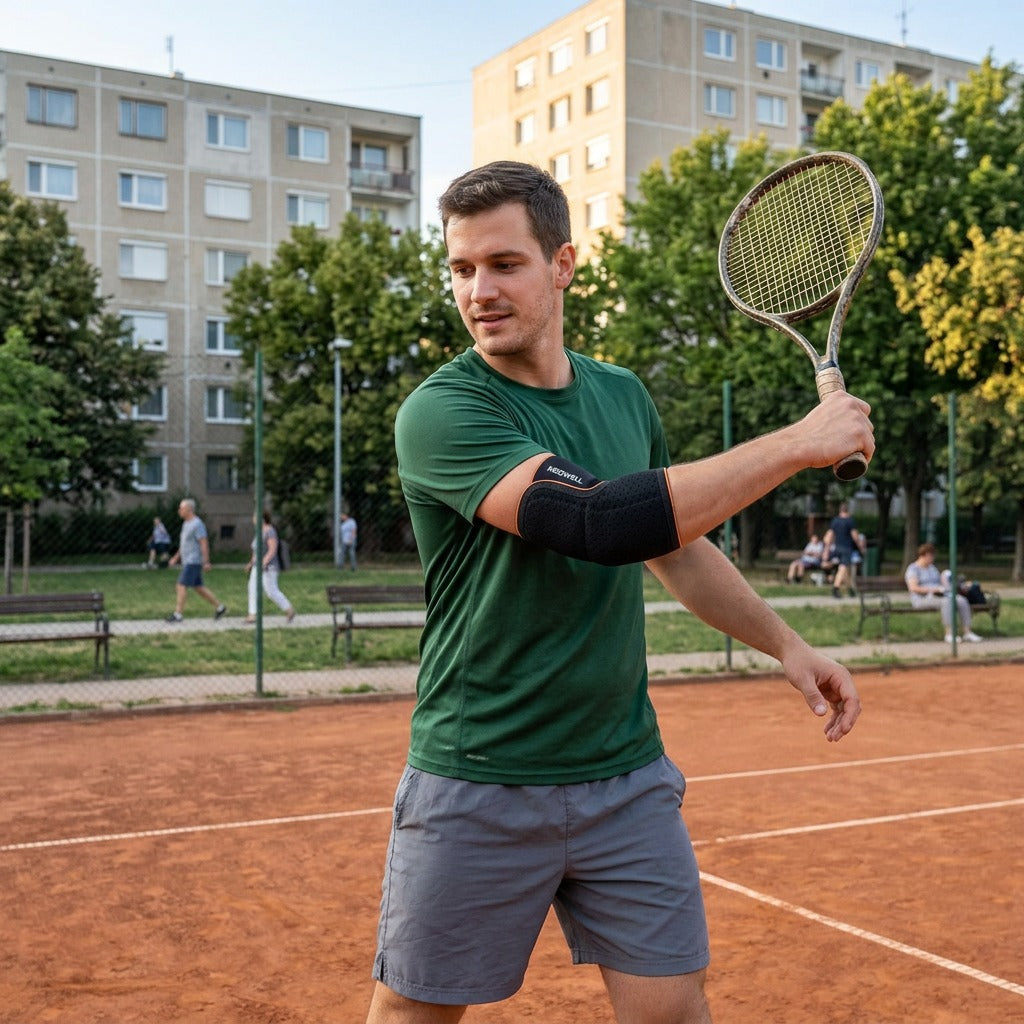 Kompressziós könyökhüvely sporthoz és súlyemeléshez - a mindennapokban