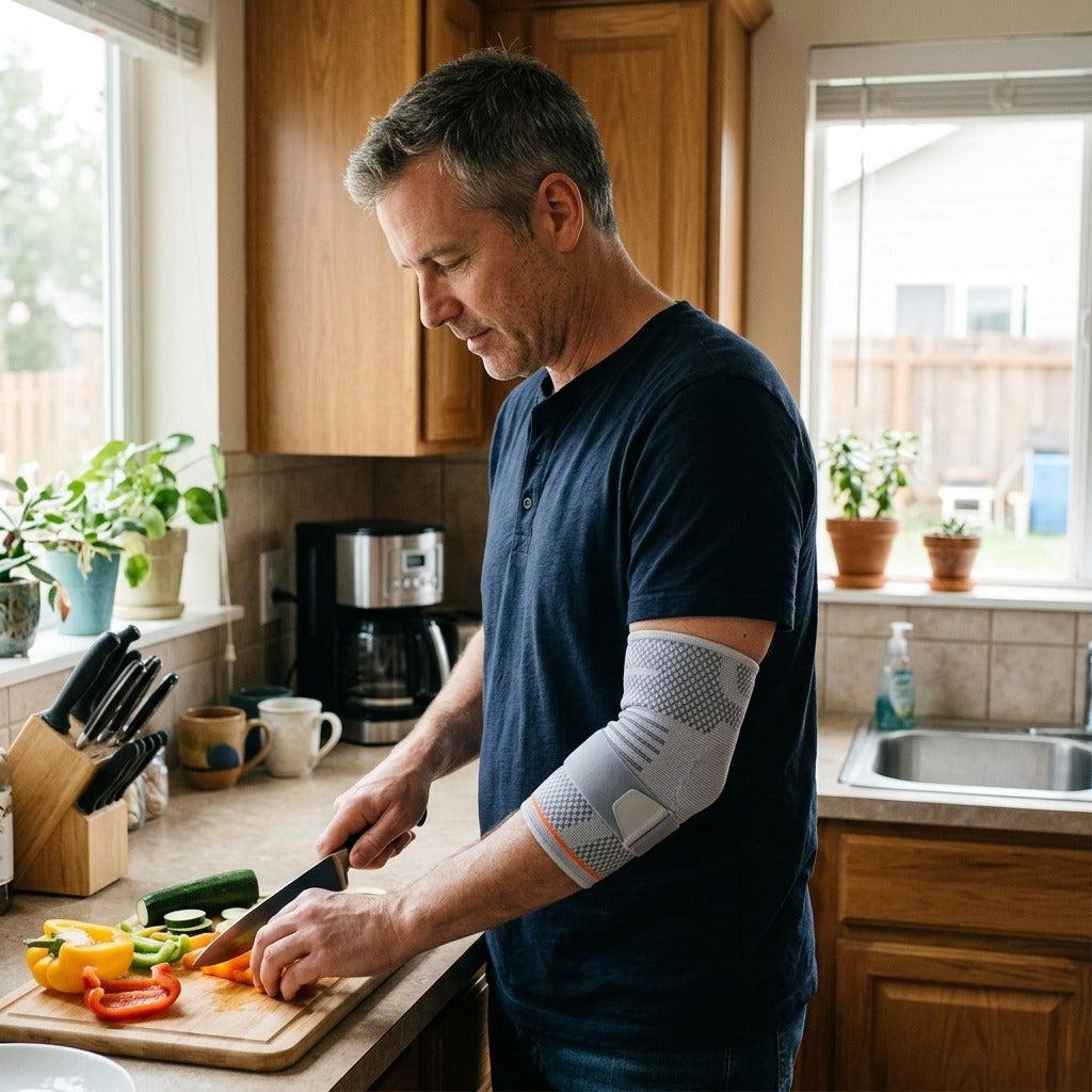 Elbow Compression Sleeve with Gel Pad - at home