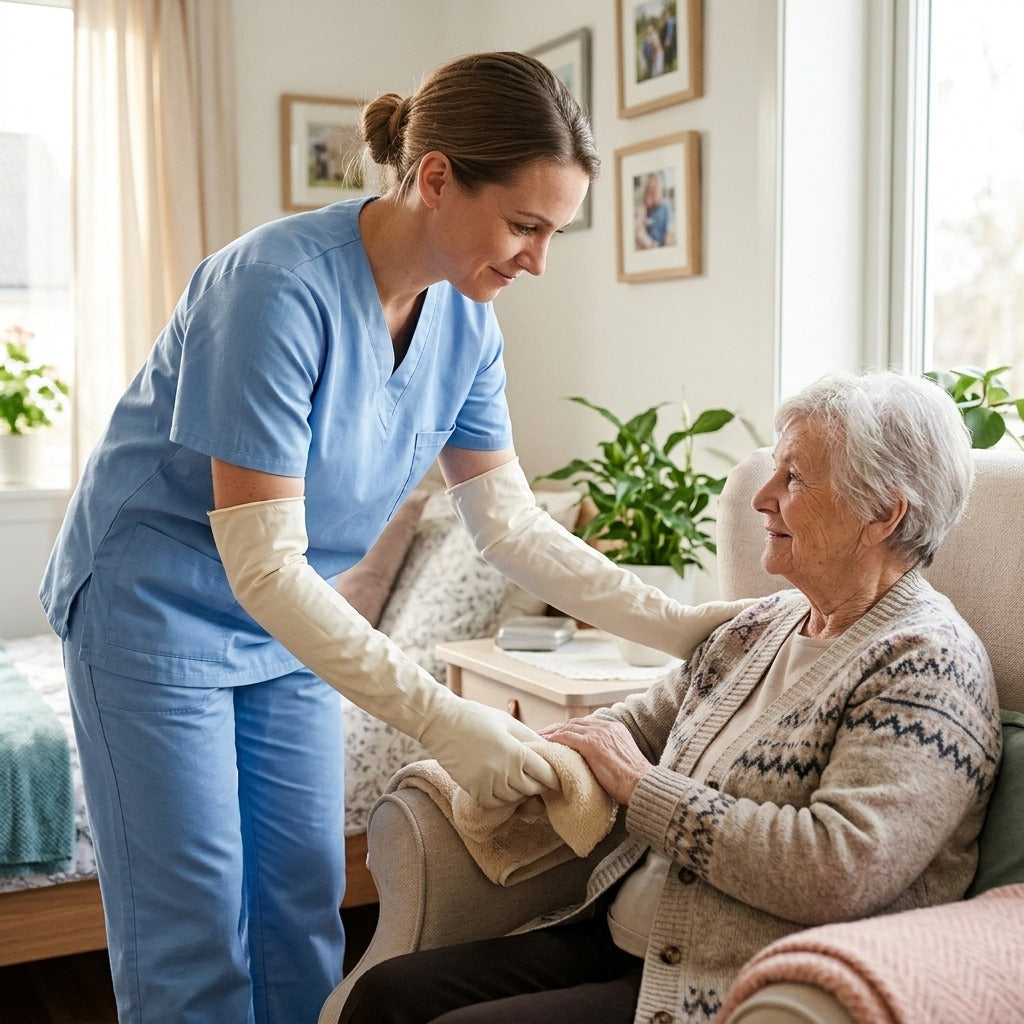 Elbow Extended Disposable Gloves - in everyday life