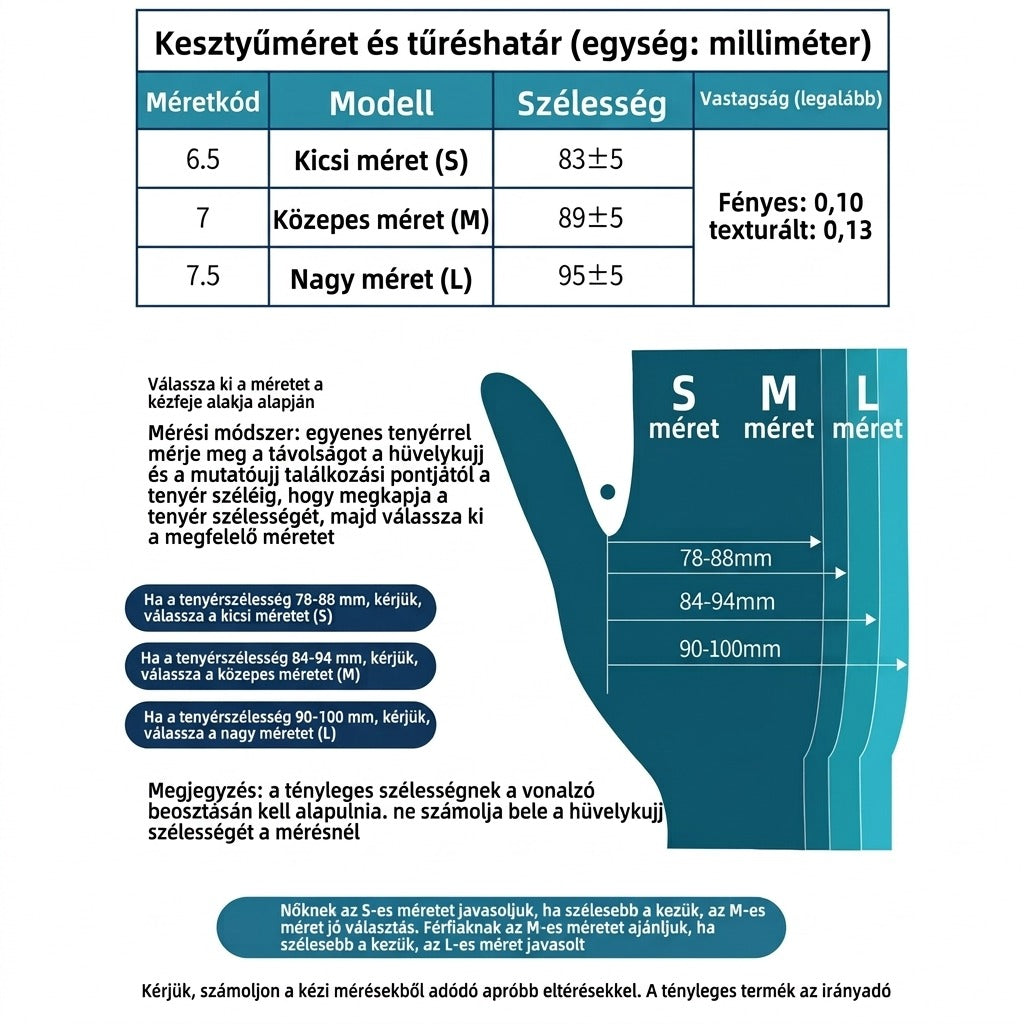 Egyszer használatos, könyékig érő kesztyű