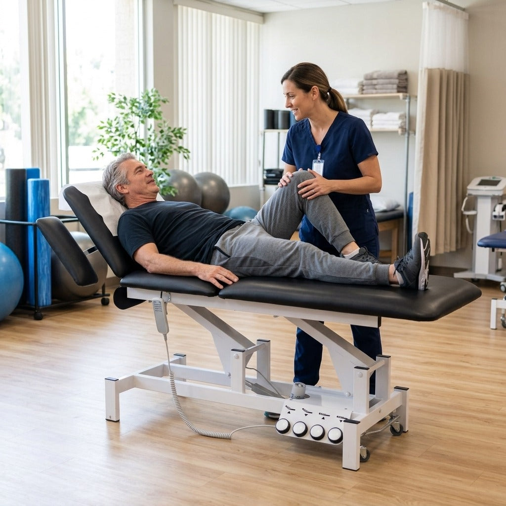 Electric Adjustable Treatment Table with Face Hole - in everyday life