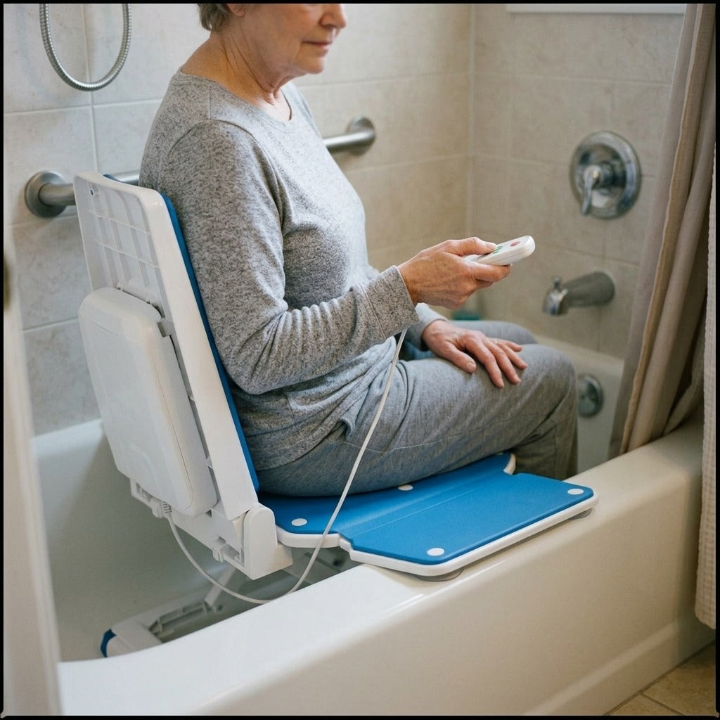 Electric Bath Lift Chair for Home Bathing - in use