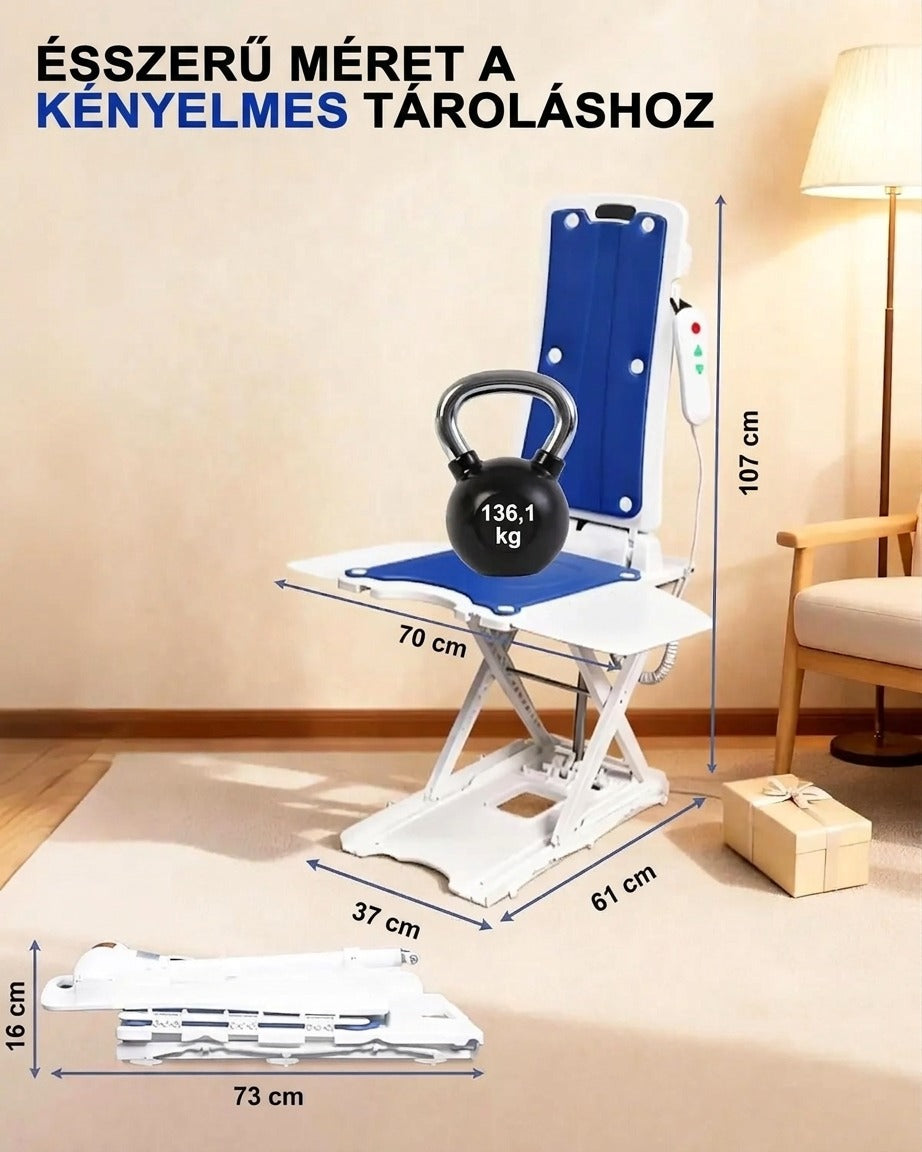 Elektromos kádemelő, IPX8 vízálló, összecsukható