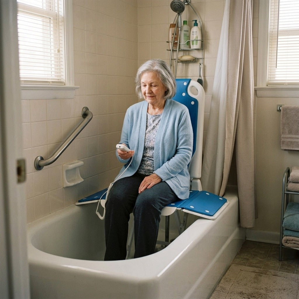 Electric Bathtub Lift Chair with Remote Control - at home