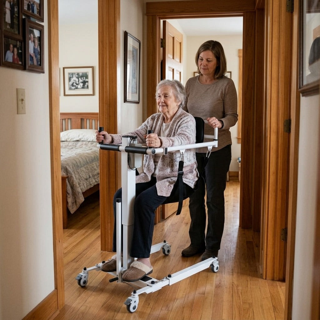 Electric Foldable Transfer Chair with Adjustable Height - in everyday life