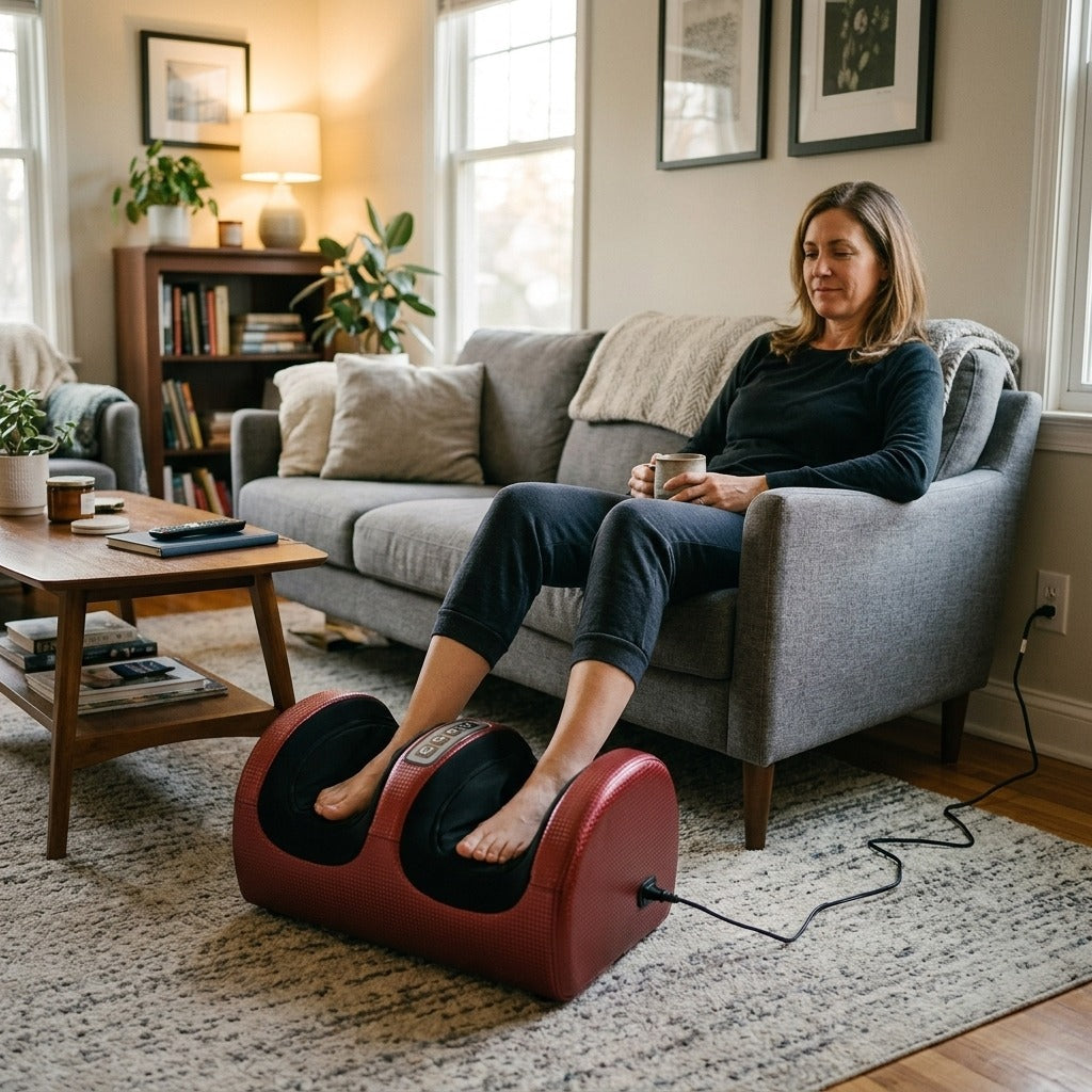 Electric Foot Massager with Heated Rollers - at home