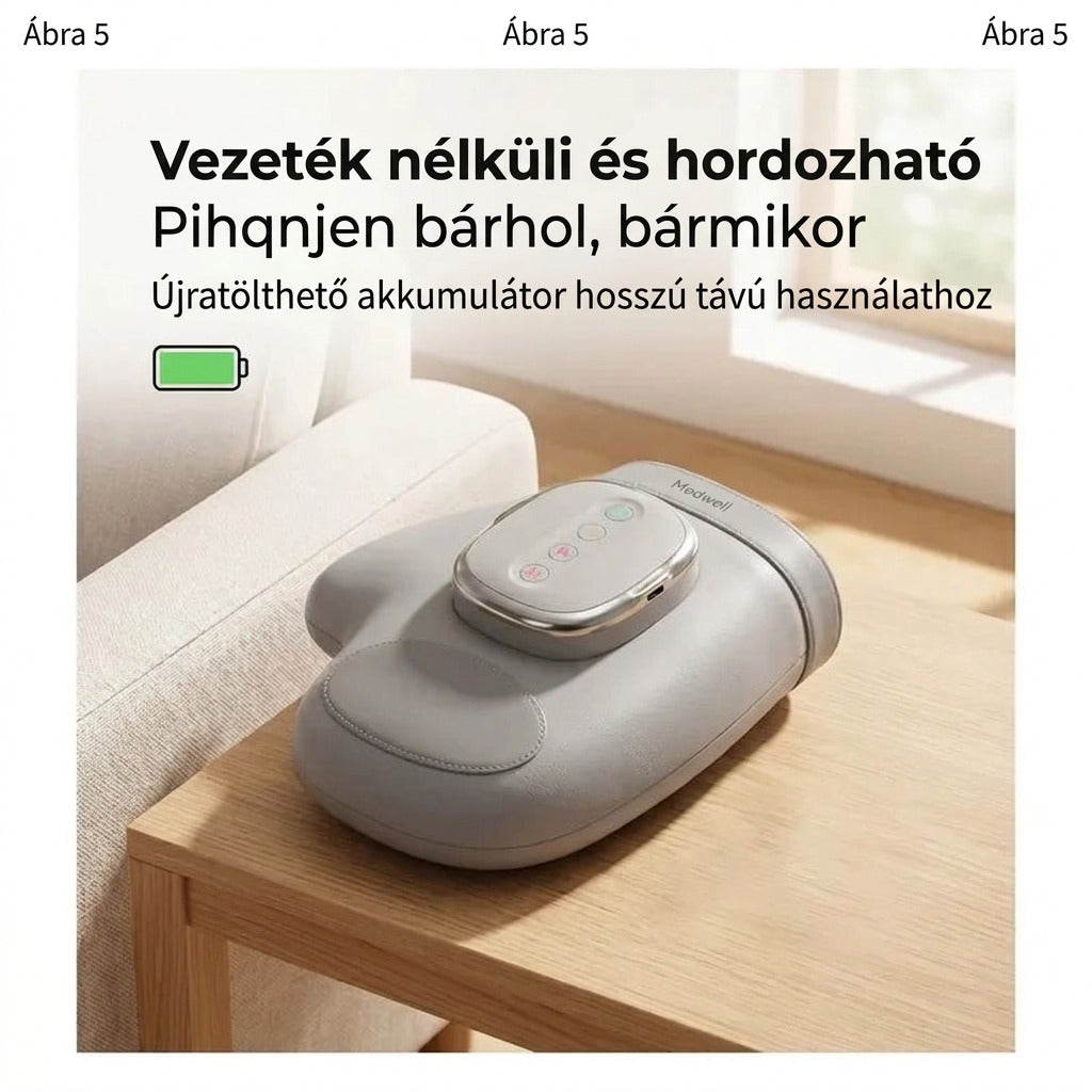 Elektromos kézmasszírozó légpárnás kompresszióval és vibrációval